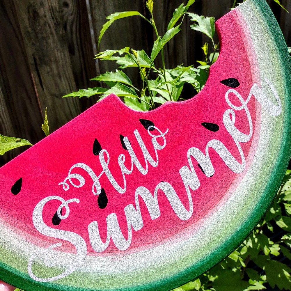 Summer Decor Hello Summer Watermelon Sign